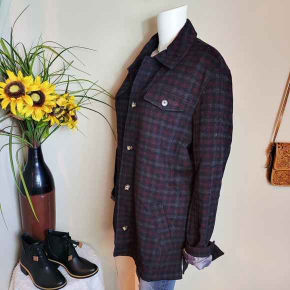 Utex Women's Plaid Barn Jacket Vintage Wool Blend - Picture 5 of 8